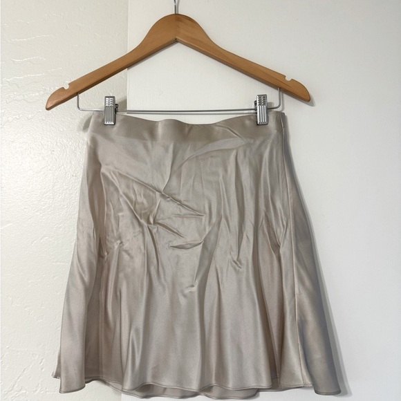 Quince 100% Washable Silk Mini Skirt S Champagne - Picture 2 of 5